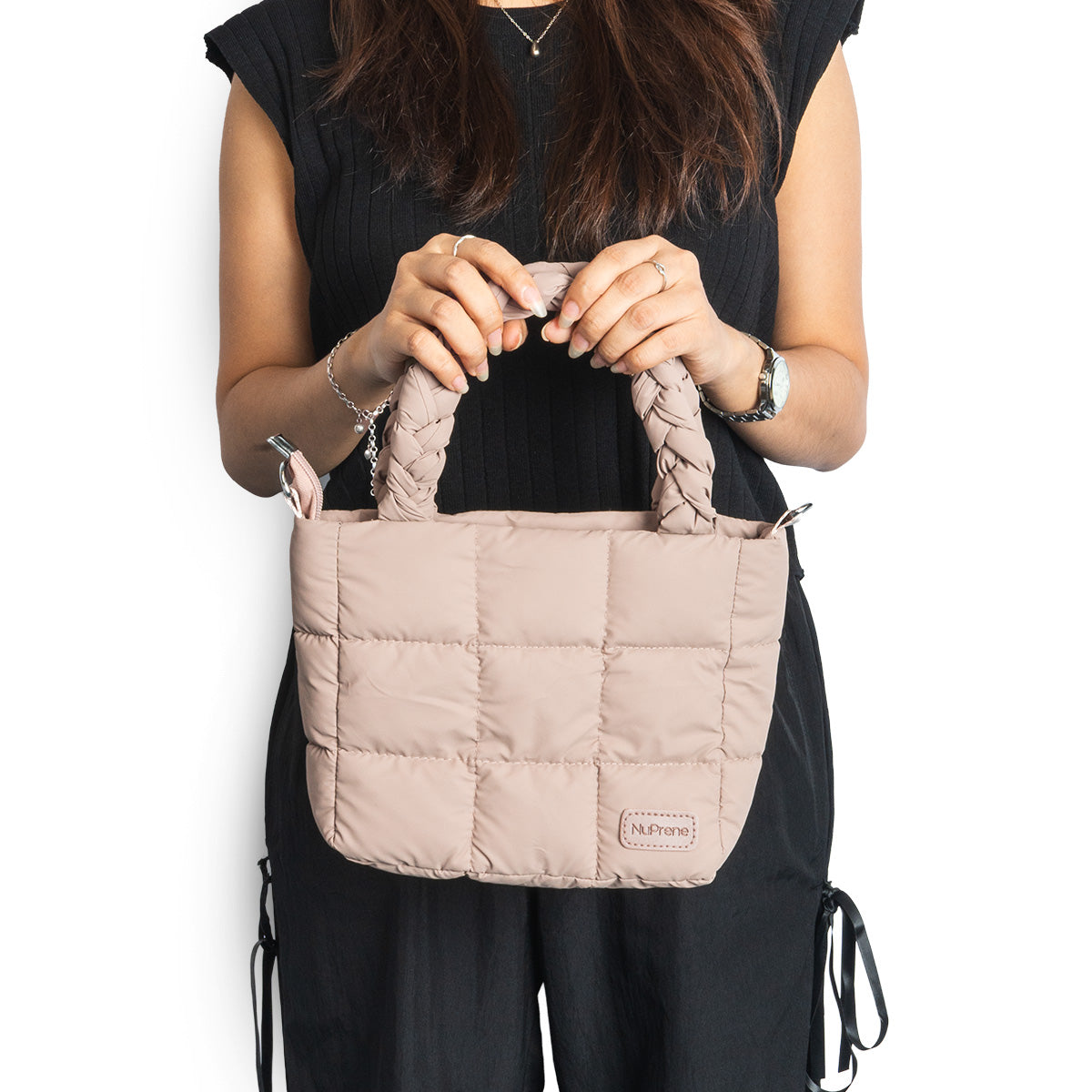 Anna Mini Puffer Tote Bag in Mocha