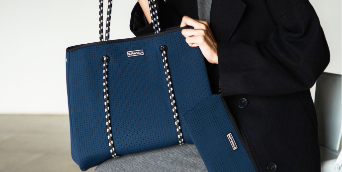 Neoprene Classic Tote Bags Navy Blue