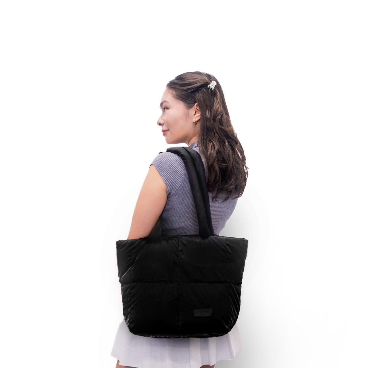 Floofa Black Puffer Tote