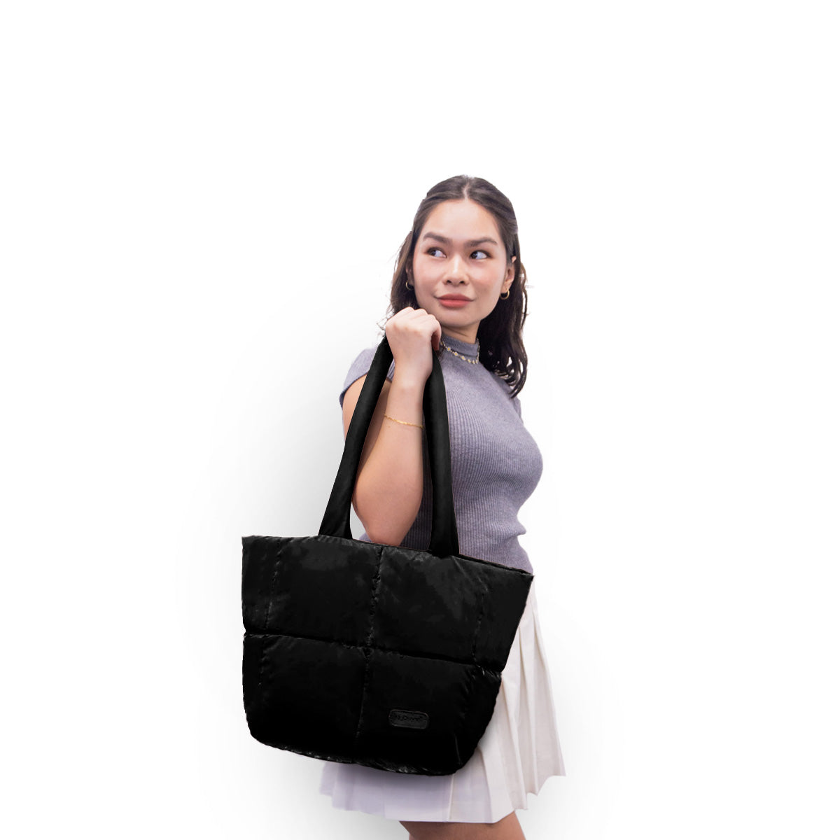 Floofa Black Puffer Tote