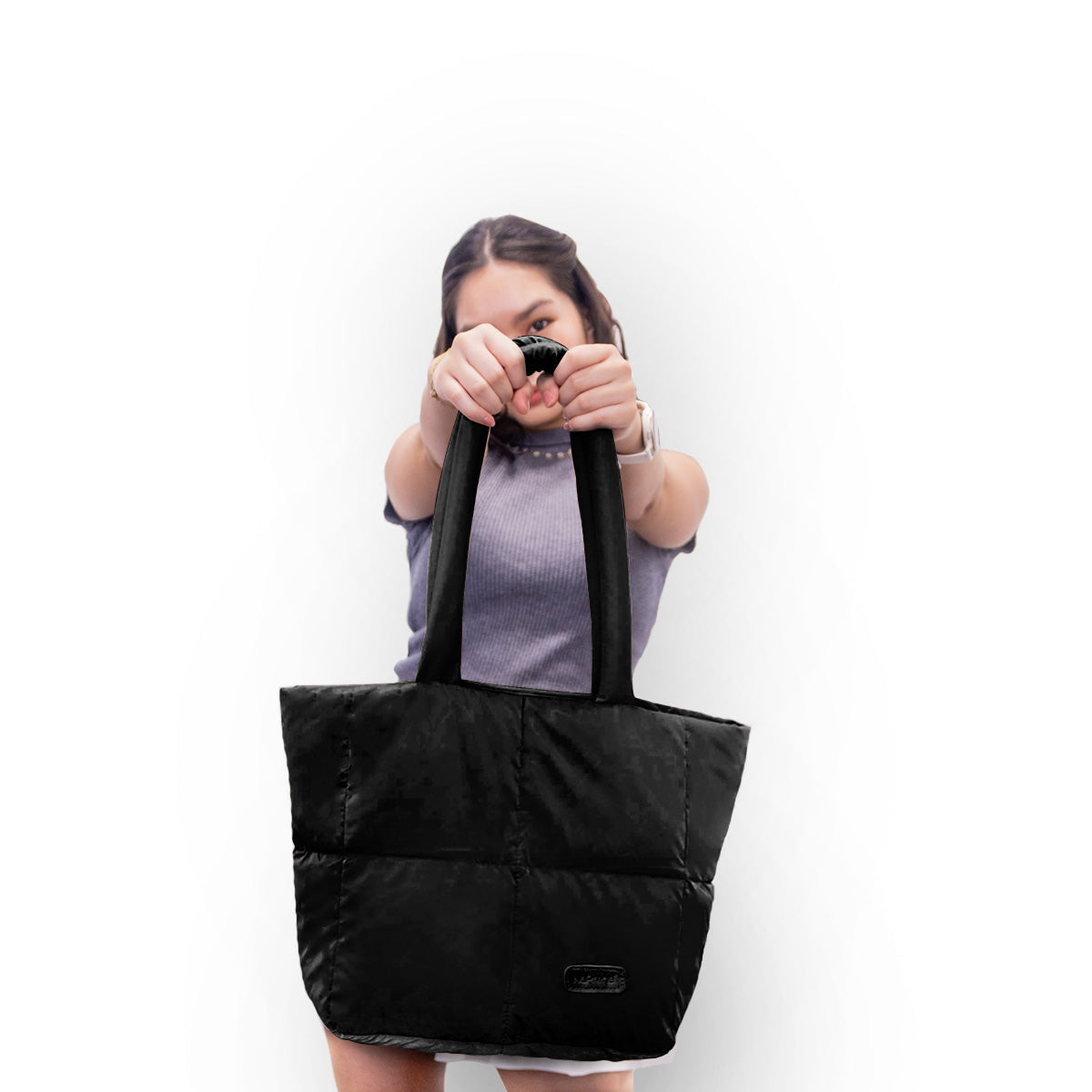 Floofa Black Puffer Tote